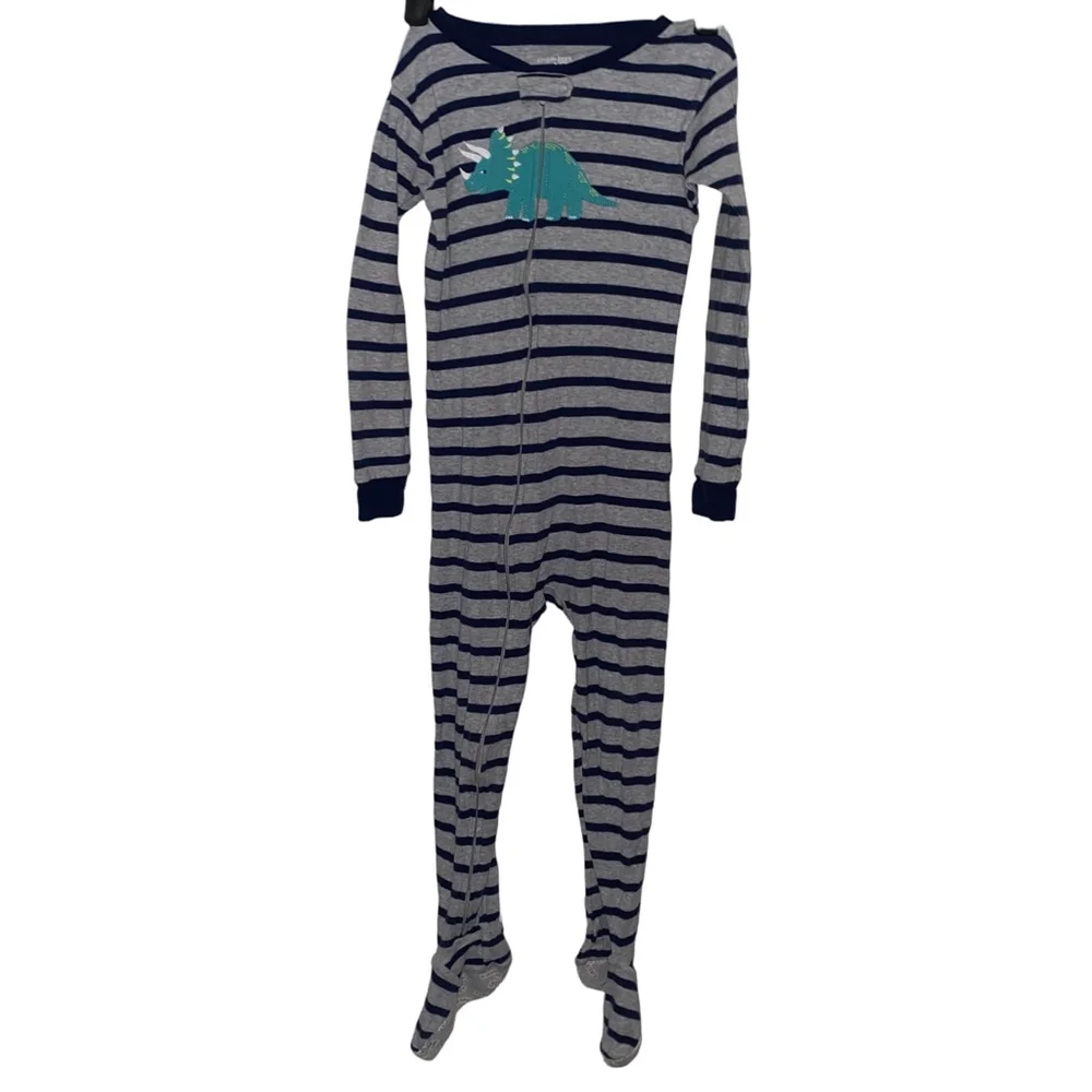 Boys Simple Joys by Carter's Dinosaur Striped Footie Pajamas Size 5T